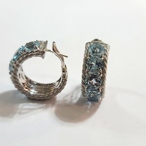 Judith Ripka 925 SS Blue Topaz Earrings